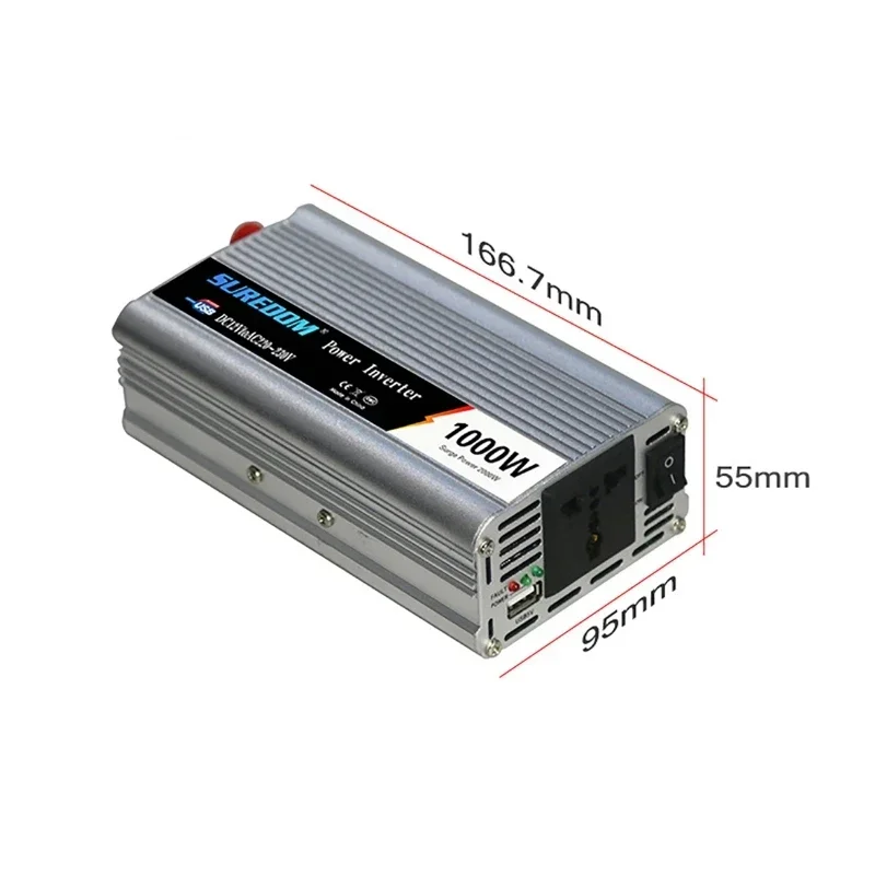 Modified Sine Wave Power Inverter Dual USB  800/1000/1500W 12V to 220V 110V Car Converter Solar Outdoor Emergency Power Inverter