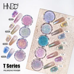 HNDO New 9 Colors Polarizing Powder Nail Shiny Reflective Glitter for Gel Polish Nail Art Manicure Design Sparkle Pigment Dust
