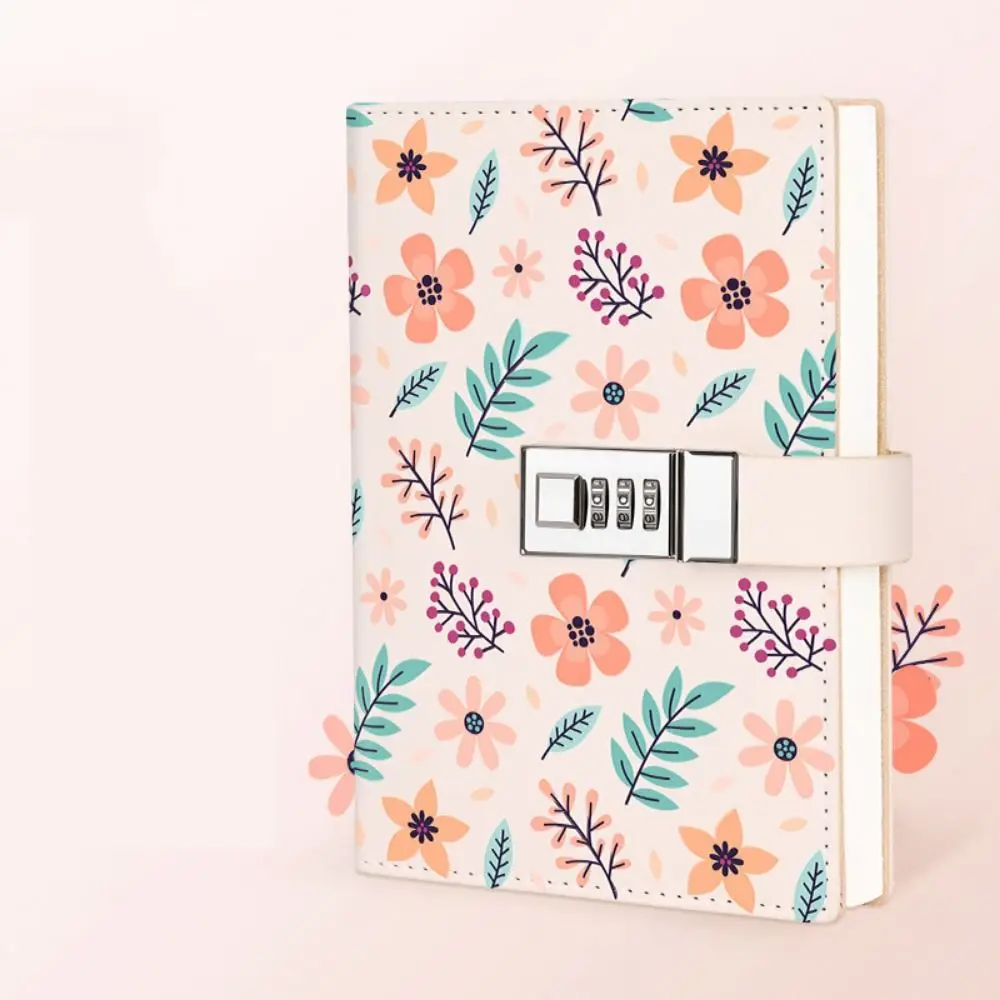 224 Pages B6 Notebook Protecting Secrets Thickened Password Book with Lock Waterproof PU Leather Student Notepad