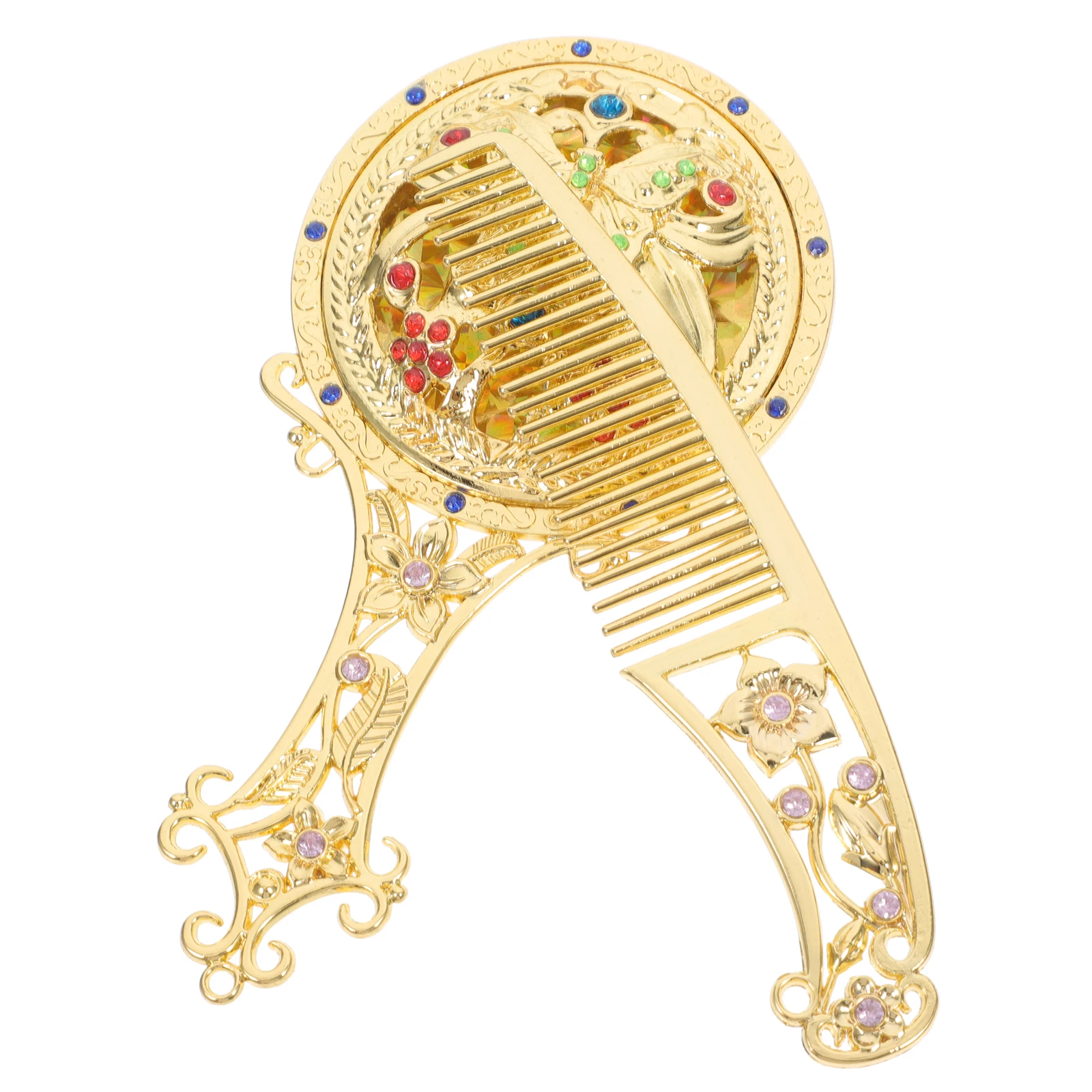 1 セットハンドヘルドミラーコームセットプレミアム品質ミニポータブル化粧鏡折りたたみ式レトロバニティコンパクト Hd 反射小型