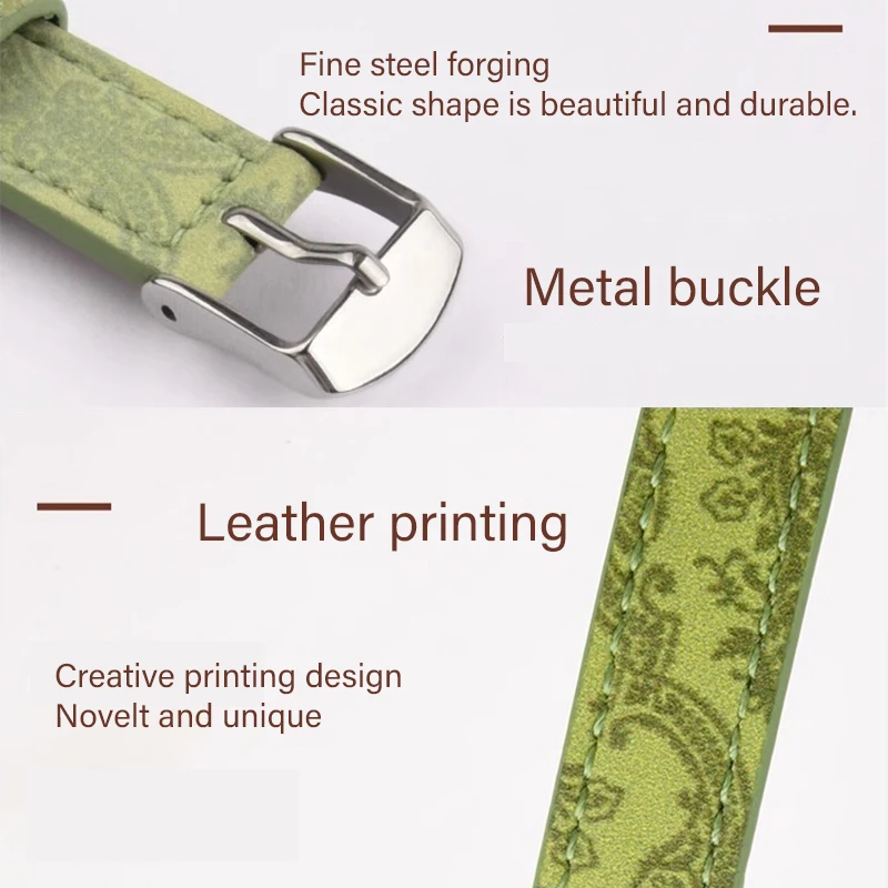 Retro Print Green Leather Senior Strap For Apple Watch Band 44mm 40mm 45mm 41mm 42mm 38mmHigh Quality Business Outdoor WatchBand