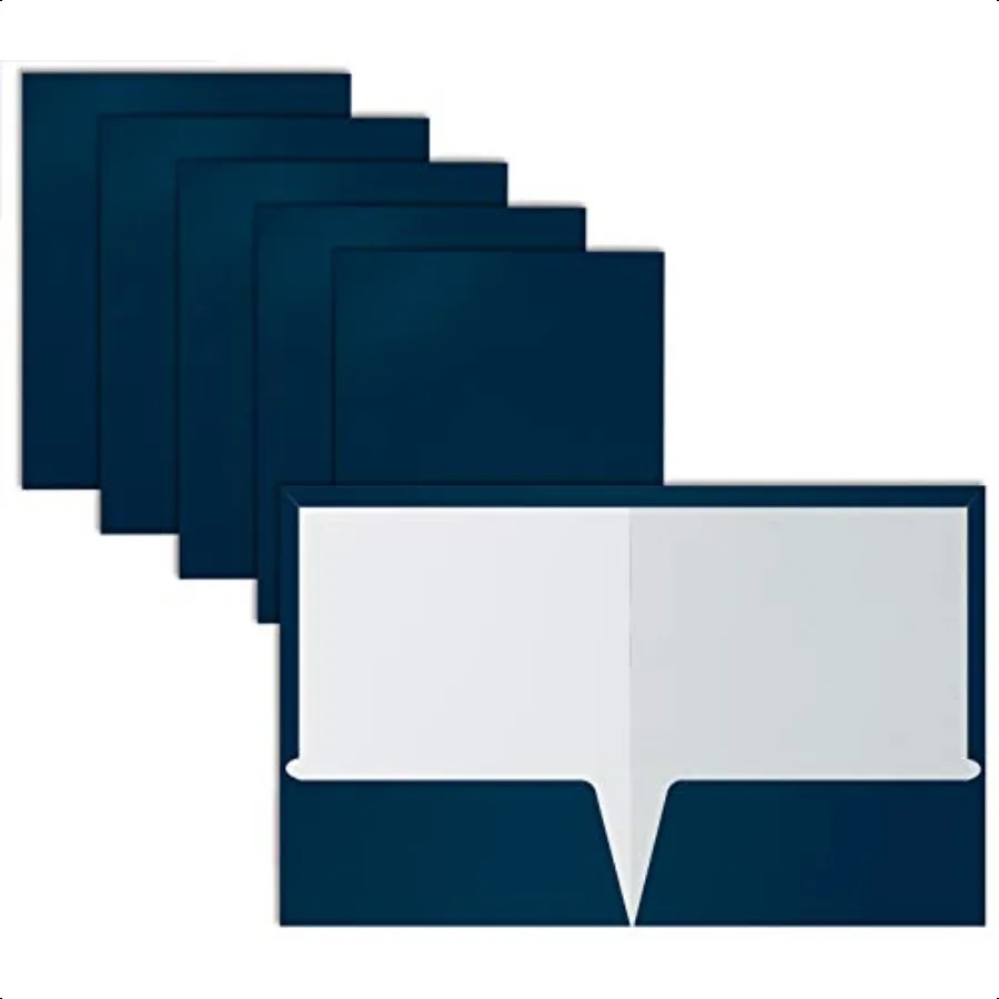 

2 Pocket Glossy Laminated Navy Blue Paper Folders Box of 25 Letter Size Dark Blue Paper Portfolios 25 Pack
