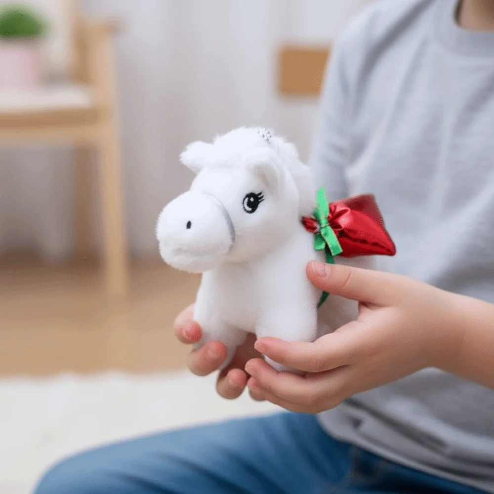Chinese Style Vintage Pony Plush Keychain PP Cotton Soft Cartoon Animal Stuffed Doll Portable Collection