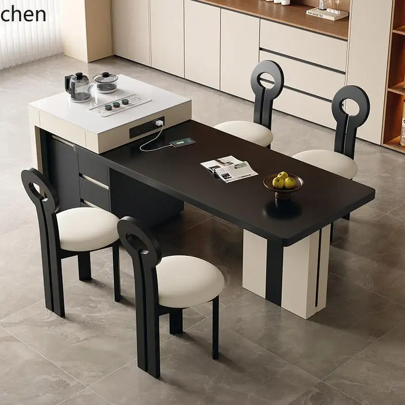 CZ Integrated Simple Home Small Apartment Multifunctional Extendable Tea and Dining Table Rock Board Island Dining Table