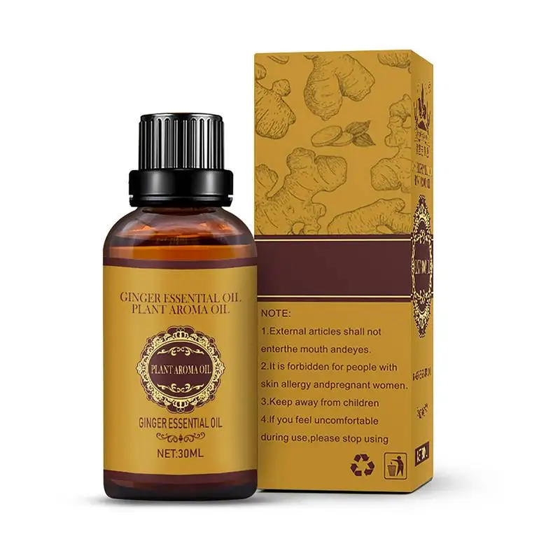 30ml Gengibre Óleo De Massagem Limão Óleo Essencial Natural Aromaterapia Difusão Banho Suporta Stress Reliever Jovens Óleos Vivos