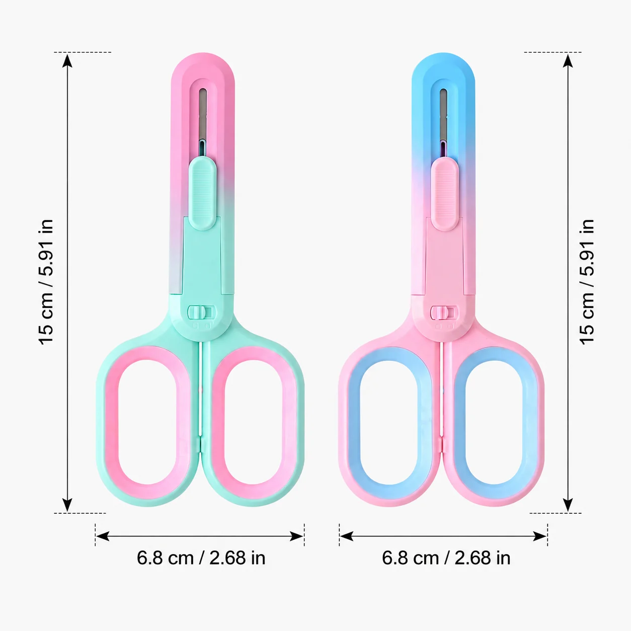 2 in 1 Utility Knife Scissors Set Retractable Box Cutter Paper Cutting Tool for Office Home DIY Craft