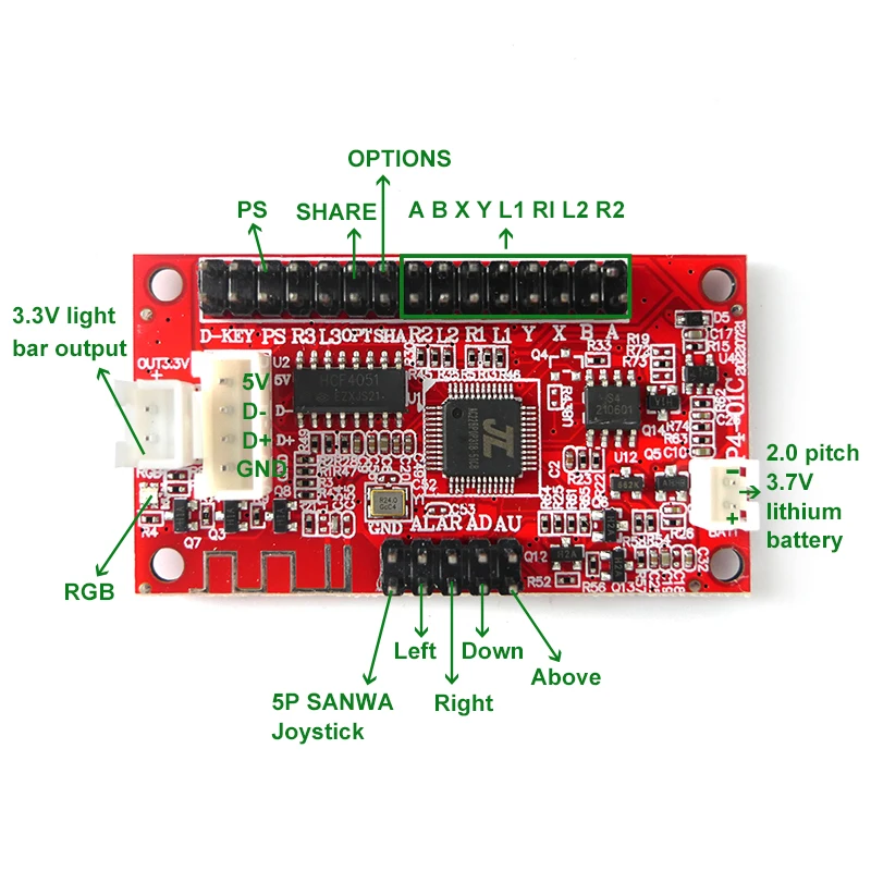 New Zero Delay Encoder Circuit Board Kit PS4 Wired and Wireless Bluetooth Integrated Control Card For Raspberry Pi 4 Arcade DIY