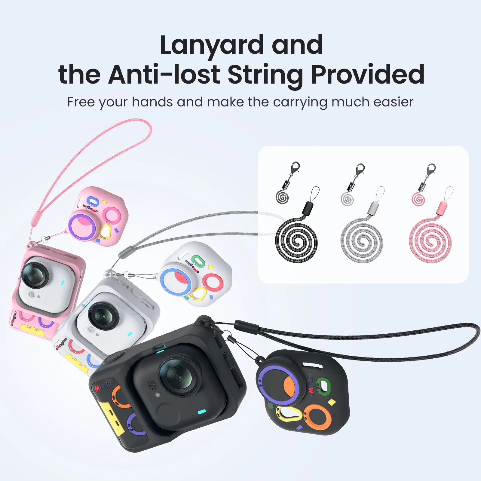 aMagisn siliconen hoesje voor Insta360 Go Ultra beschermhoes met afneembare lensdop en anti-verliesband voor GoUltra-accessoires