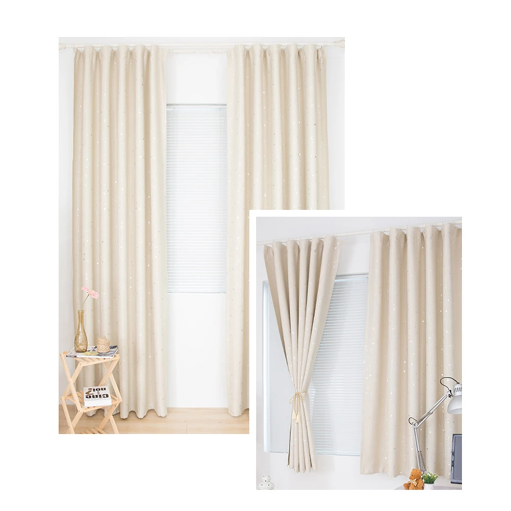 Cortinas opacas de color azul cielo de 100x250cm, cortina de ventana con diseño de estrella, cortinas oscurantes para dormitorio, sala de estar, decoración del hogar