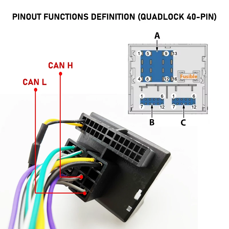 CAN Bus Decoder Quadlock Wiring Harness, BSI Protocol SWC Retention, P&P 16Pin Car Android Loom Adapter, for Peugeot 207, 207cc