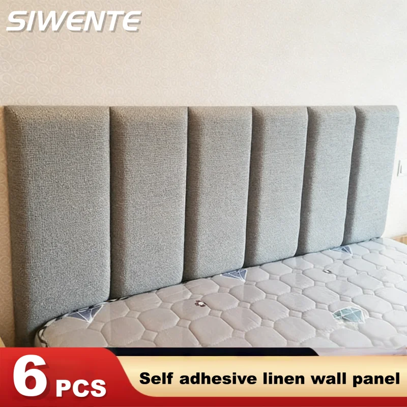 Linen Texture Self-Stick Wall Tiles Soft Case Durable Soft Wall Panels Sticker for TV Background Wall Corridor Renovation Decor