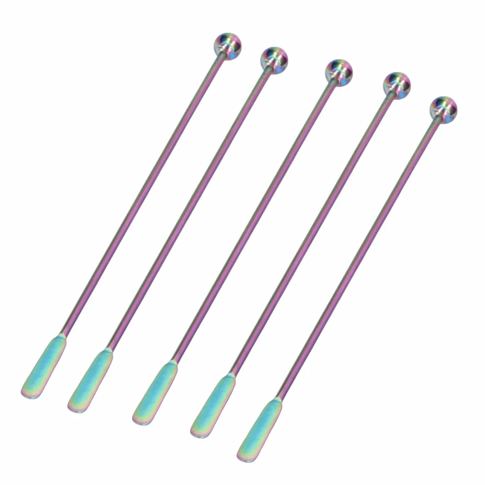 5pcs Sturdy 304 Stainless Steel Coffee Stirrer Small Rectangular Paddles Bar Accessory Drink Stirring Rod Kitchen