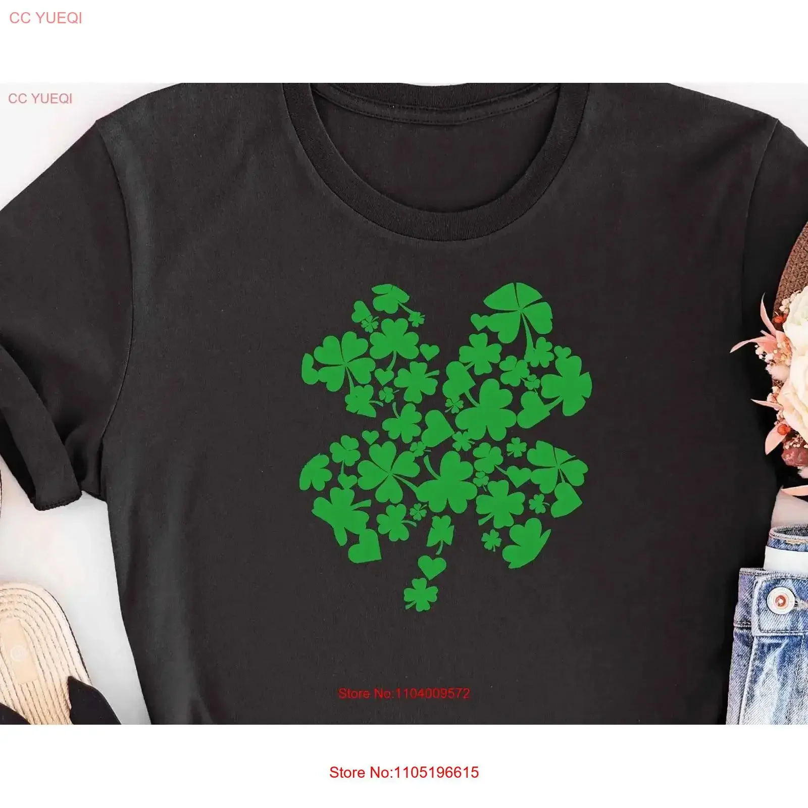 St Patricks Day Shamrock T Shirt Irish Four Leaf Clover vintage Washed graphic designer clothes Stylish Breathable Versatile