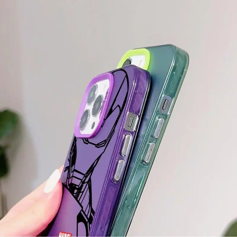 Funda de silicona para teléfono móvil Apple, carcasa protectora a prueba de golpes, SpiderMan, IronMan, para iPhone 11, 13, 15 Pro Max, 14 Plus, 12