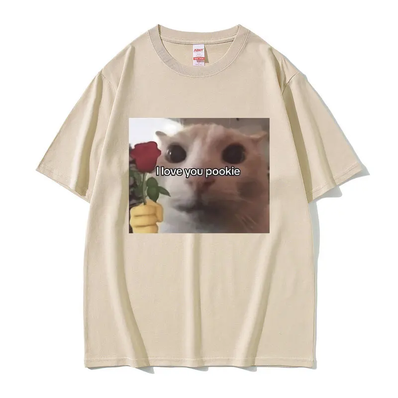 الرجال والنساء مضحك أنا أحبك بوكي القط طباعة الرسم تي شيرت ، لطيف كاواي نكتة ، ميم الفكاهة ، الذكور عارضة المتضخم قميص #6