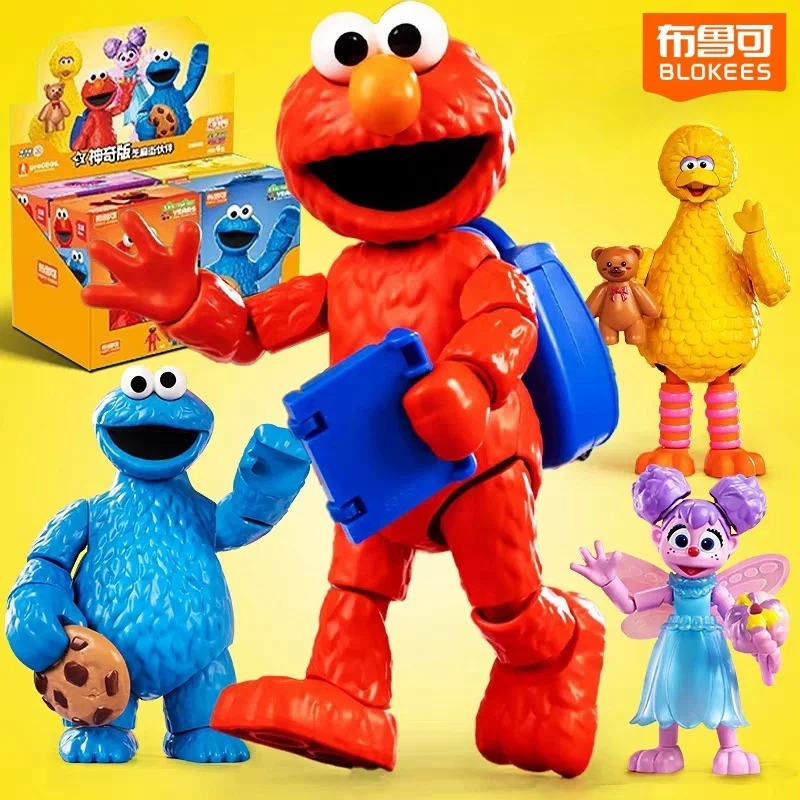 New Genuine Blokees Sesame Street Action Figure Building Block Elmo Cookie Monster Big Bird Abby Anime Model Doll Kids Toy Gift