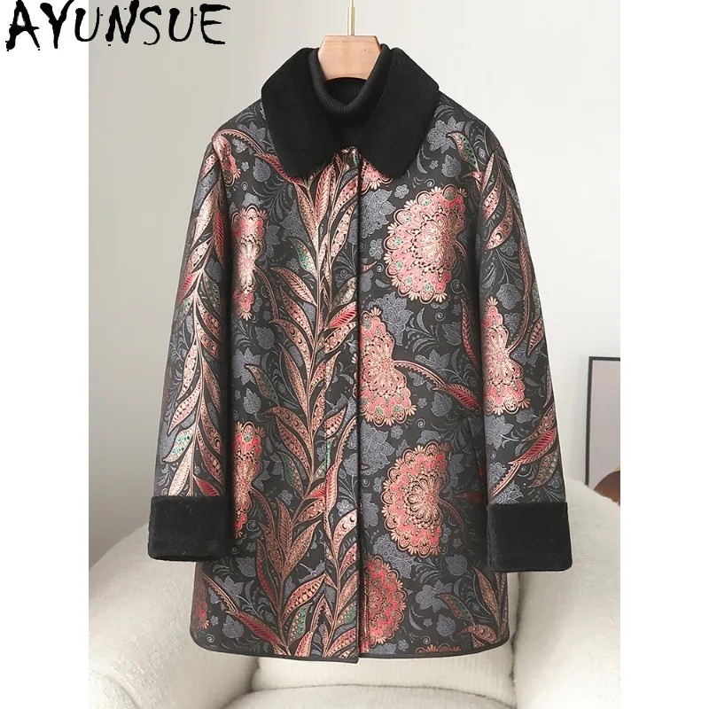 AYUNSUE معطف الفرو امرأة 2025 معاطف الشتاء للمرأة ملابس أنيقة نمط ملابس كاجوال للمرأة جودة عالية شوبانا Жénska