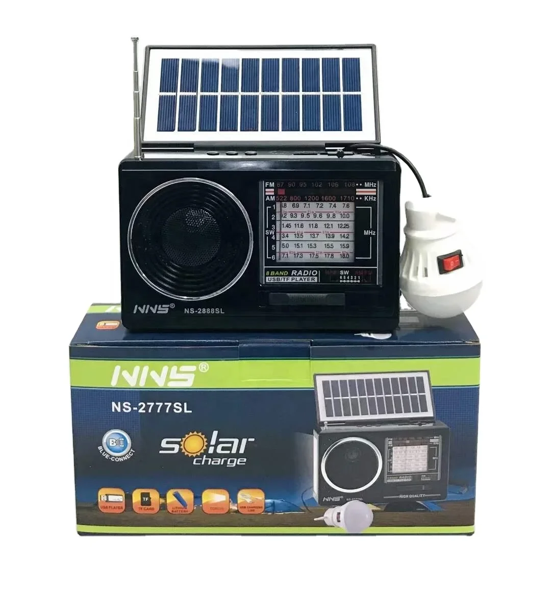 NNS 2888SL FM AM SW altoparlante Wireless Radio ricaricabile con lettore Mp3 USB SD TF con luce solare