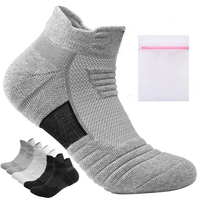 3 pairs of socks and 1 sock laundry bag, breathable sports thick-soled socks for running, basketball, hiking, and walking
