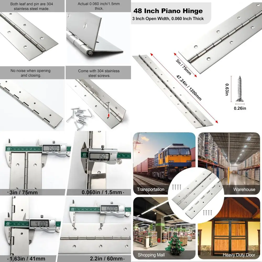 

Прочные петли для пианино из нержавеющей стали 48 x 3, толщиной 0,060 дюйма, для тяжелых условий эксплуатации