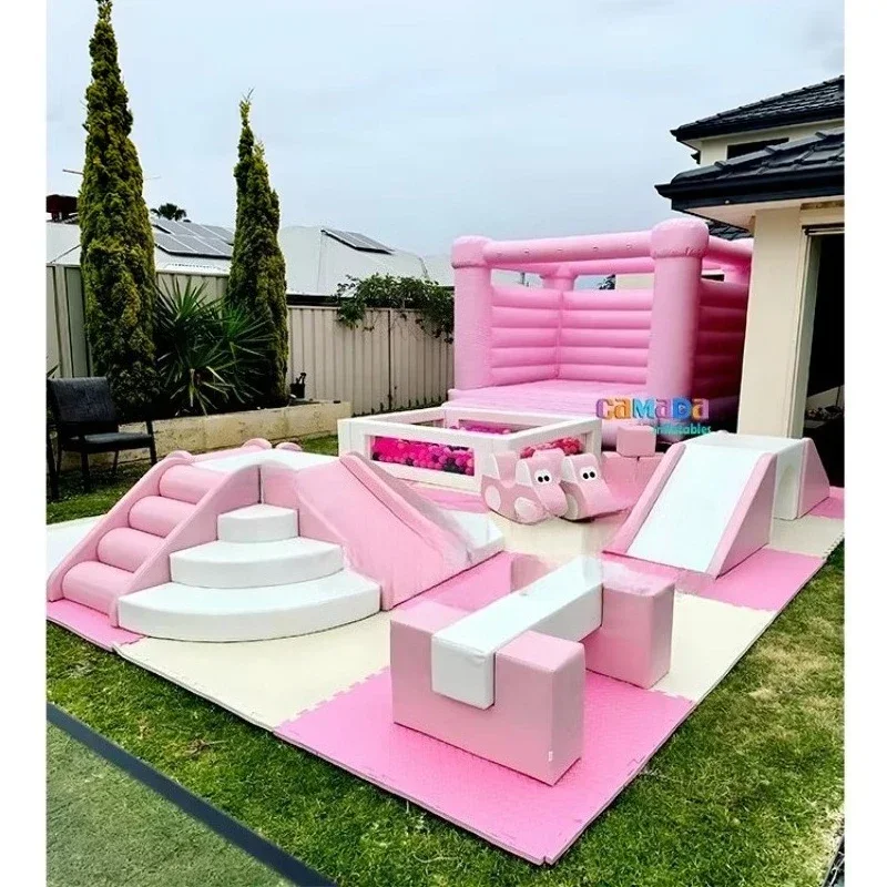 

Soft White Indoor Children's Ball Pit With Sliding Bounce House And Ball Pool For School And Shopping Center Entertainment