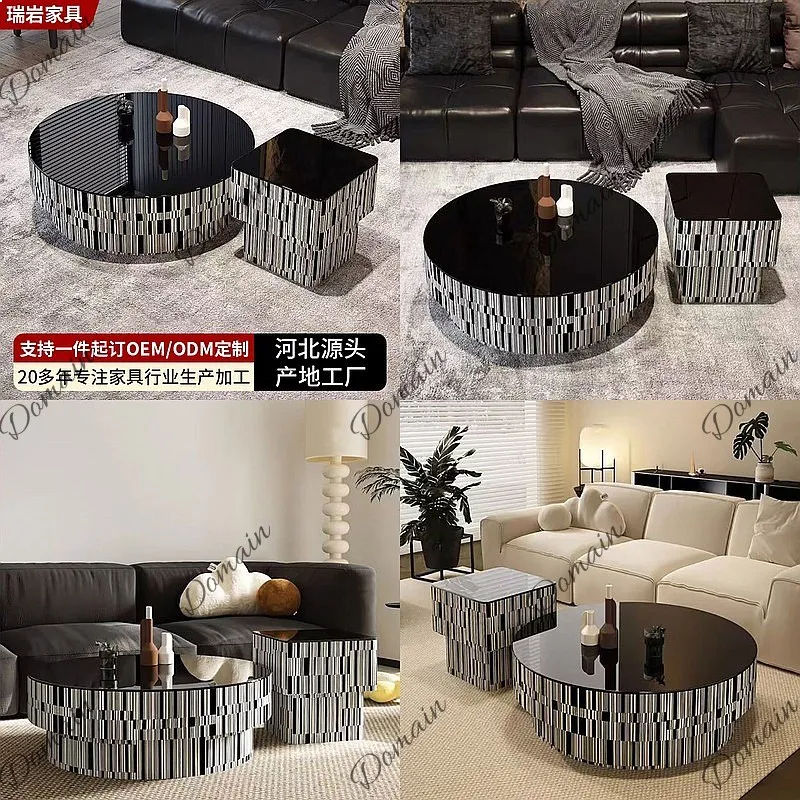 2026 New Modern Living Room Small Storage Coffee Table Tempered Glass Wood-based Panel Simple Light Luxury