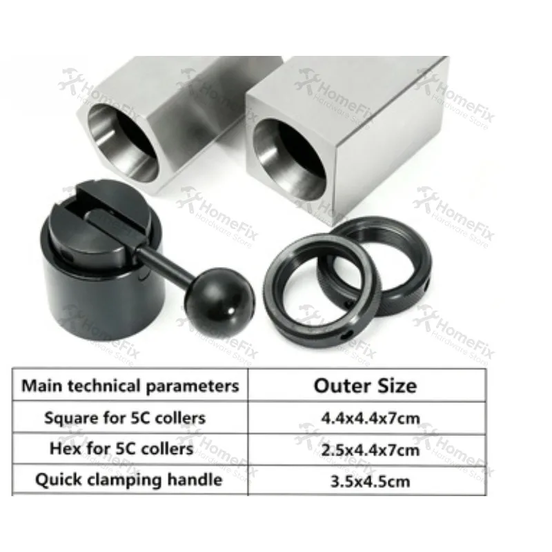 5C Collet Block Set Hex Square Rings Collet Closer Holder Extension Rod for Milling Machine Lathe Tool Accessories