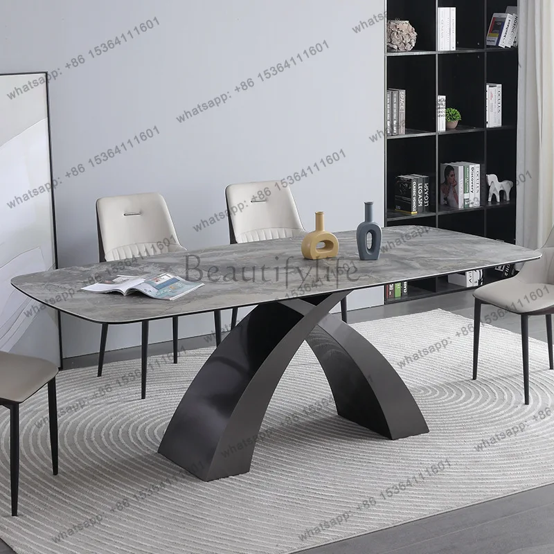 Italian light luxury dining table Pandora rock slab dining table household composite tempered