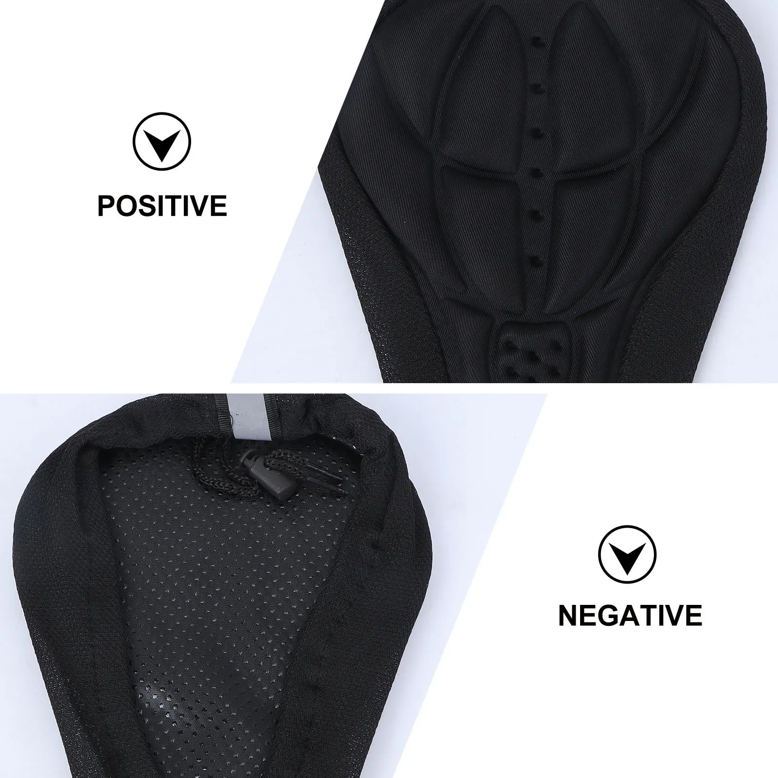 Almohadilla para sillín de bicicleta ergonómica 3D, funda de asiento de Gel negro, absorción de golpes, suave, transpirable, antideslizante, cordón ajustable para carretera