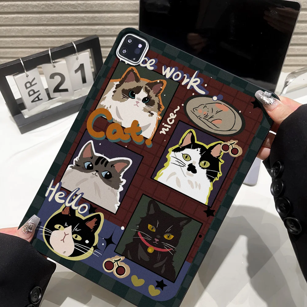 Case For iPad Air 11 13 M4 M3 M2 2026 2025 2024 Cases iPad 10.2 Gen 9th 8th 7th Mini 7 6 5 4 Air 5 4 3 2 Funny Cat Tablet Cover