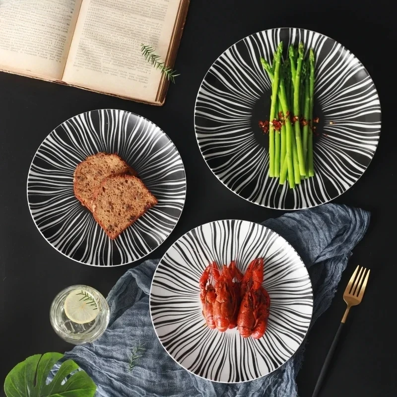 Ceramic Black White Stripes Ta - Food Snacks That Are Black recension och pris
