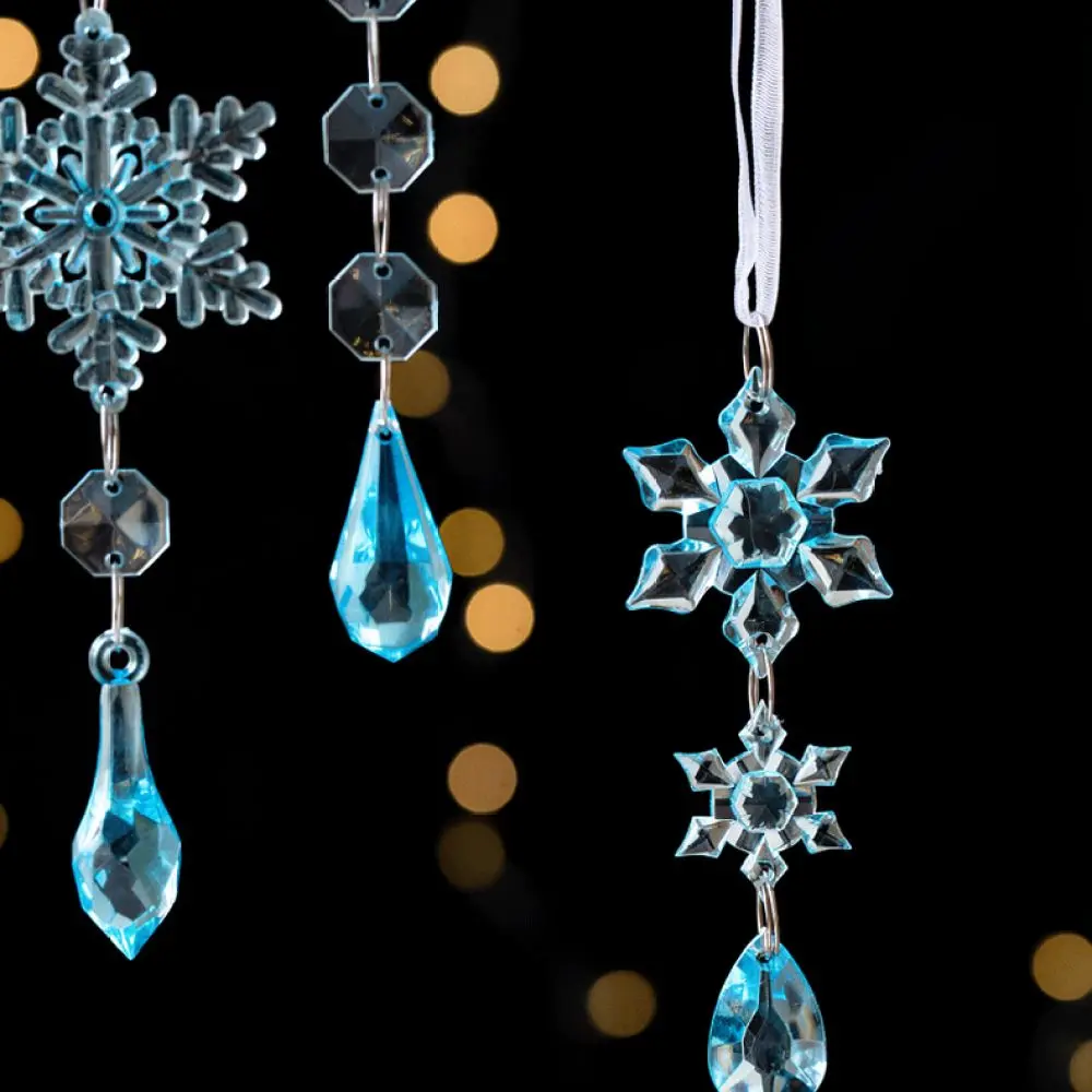 Transparent Christmas Snowflake Icicles Hanging Ornaments For Seasonal Holiday Tree Party Festive Interior Decoration
