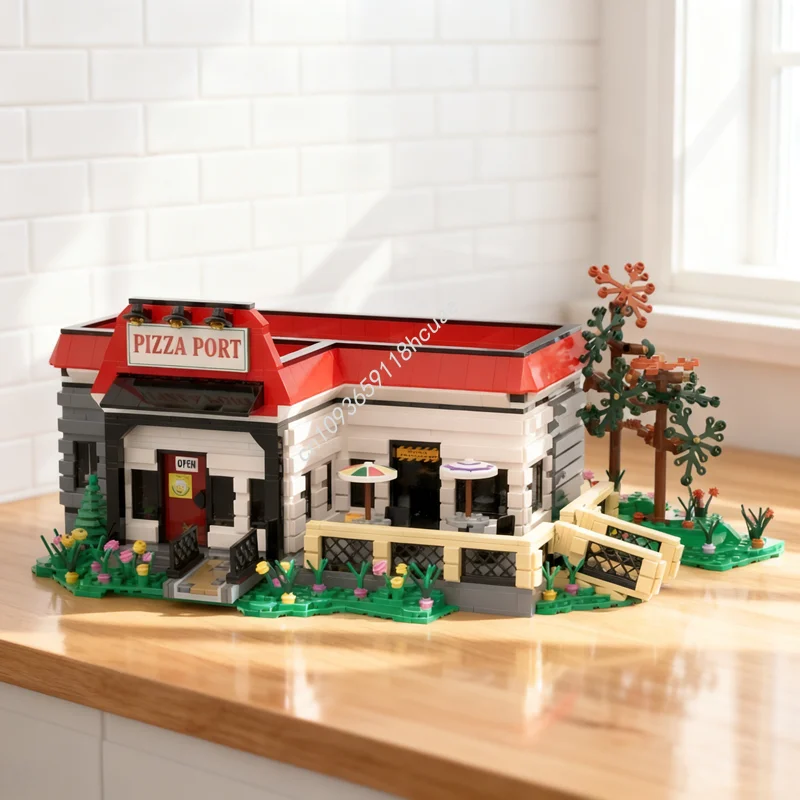 

2398 шт. MOC, идеи книг, модель порта для пиццы, строительные блоки, архитектура, сборка, сделай сам, креативные рождественские подарки, идея, игрушки, кирпич