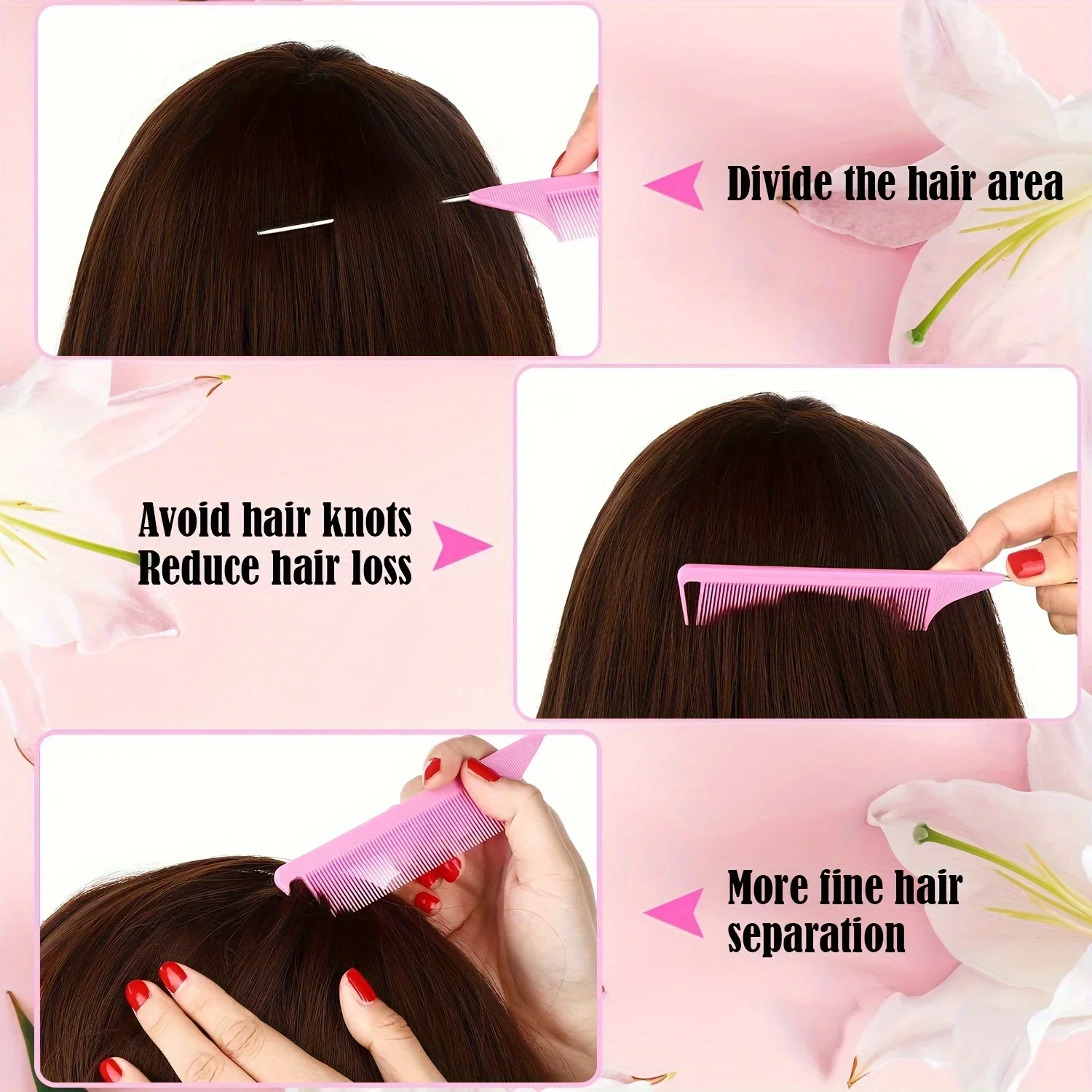 30-teiliges Spitzkamm-Set, geeignet für Haarstyling, mit Kunststoffkammzähnen und Metallgriff, hitzebeständiger Kamm. – Detail 5