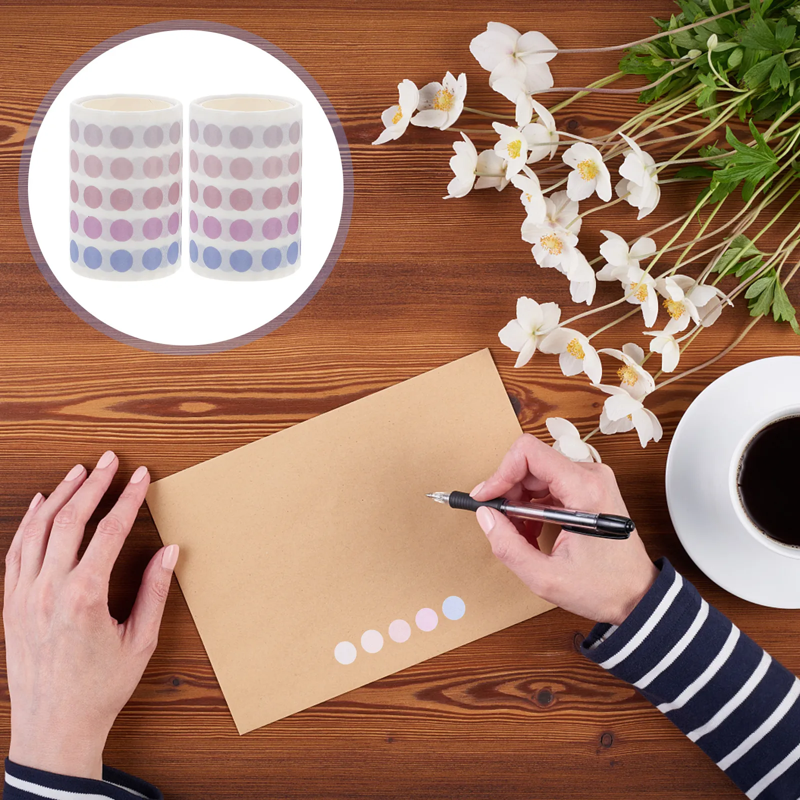 2Pcs Washi Tape Coil Light Brown Basic Color Planner Journal Stickers Premium Washi Paper Band Eco Friendly