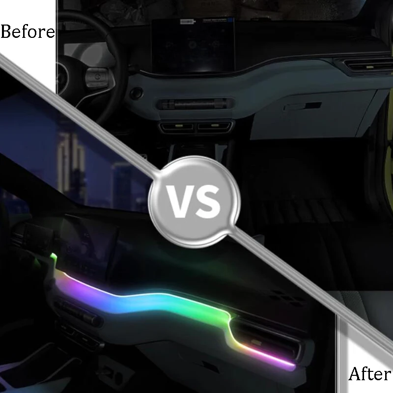 For BYD Seagull Dolphin Mini 2023 2024 2025 Colorful Dynamic Middle Console Dashboard Atmosphere LED Light Bar Strip Kit