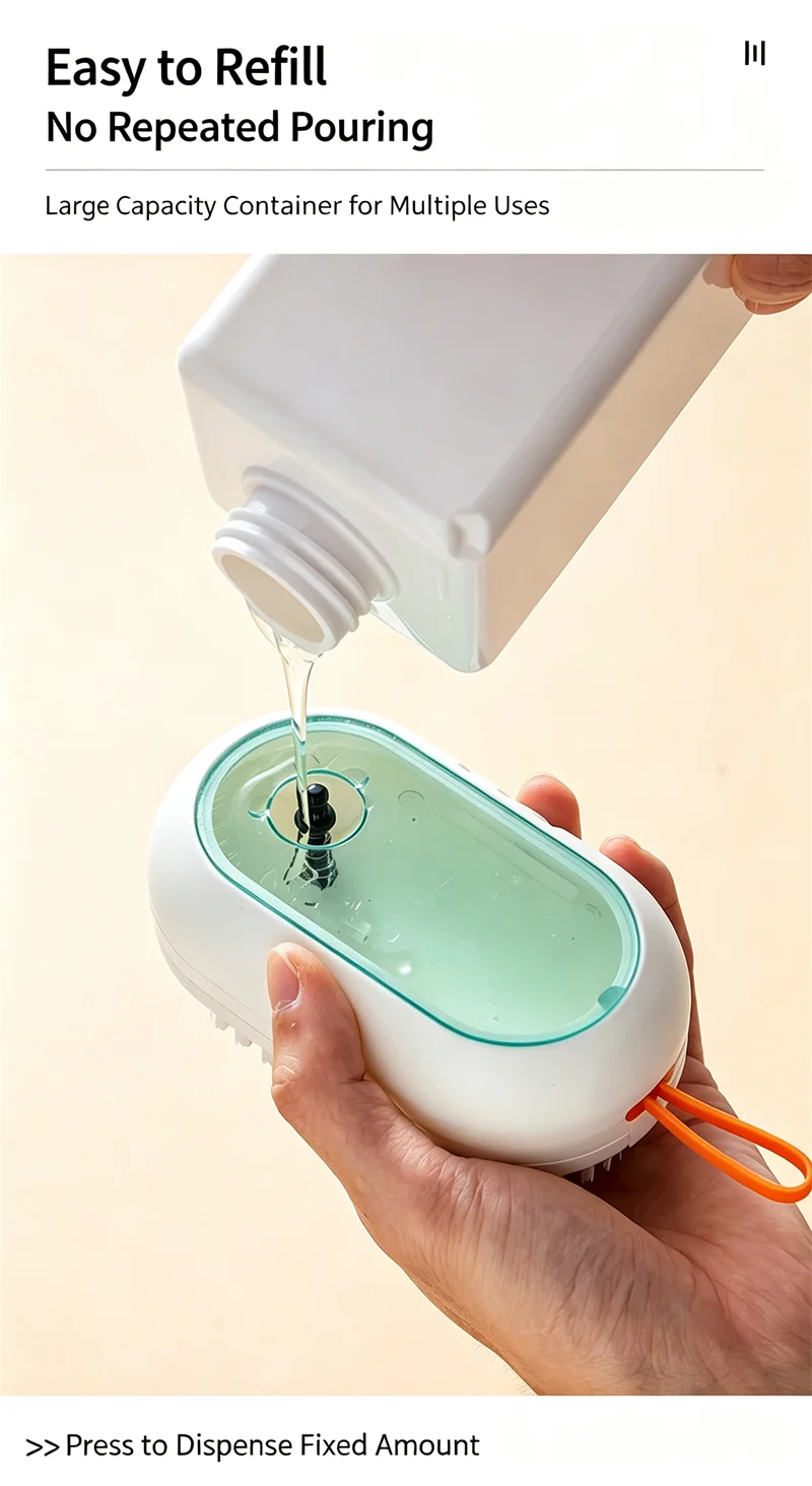 Press Dispensing Shoe Cleaner BrushSoft PET Bristle for Sneakers Clothes, HangingLiquid Storage Cleaning Brush Space Saving