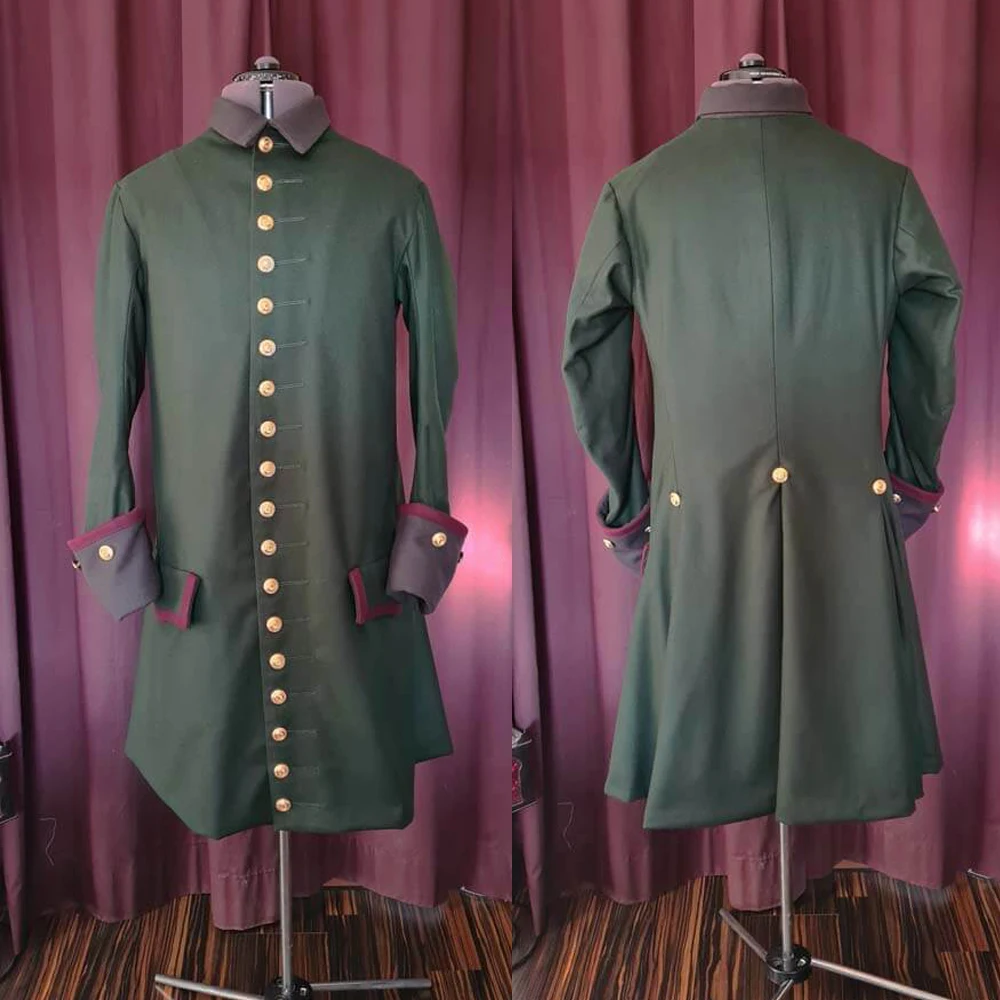 

Military Coat Medieval Men's British Green Coat 19 Century Regency Victorian Jacket Costume