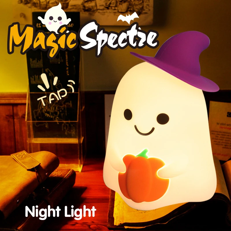 

Ночник Magic Ghost с зарядкой через USB, используемый для детей, сна с декомпрессией, музыка, красочный настольный декоративный светильник