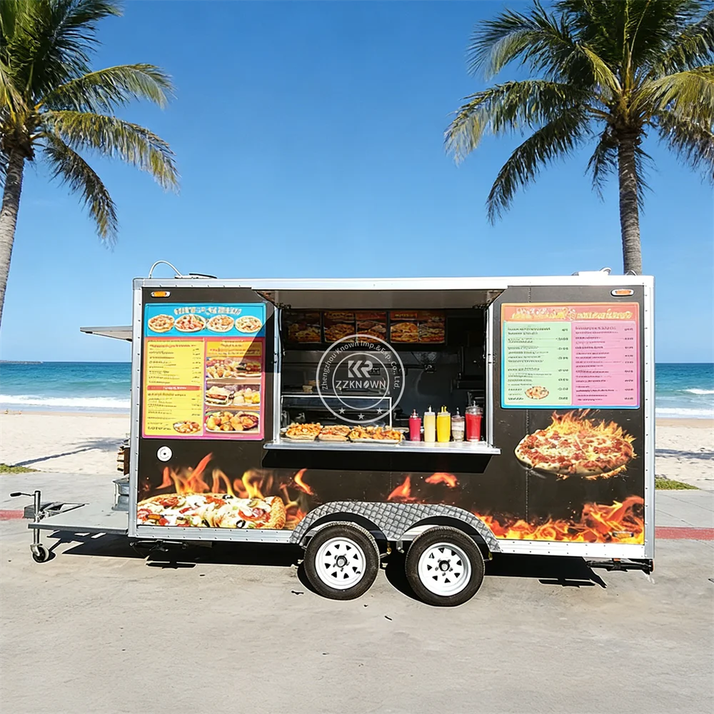 

BBQ Pizza Coffee Trailer Mobile Fast Food Truck With Full Kitchen Equipped Food Trailers Ice Cream Food Trucks For Sale