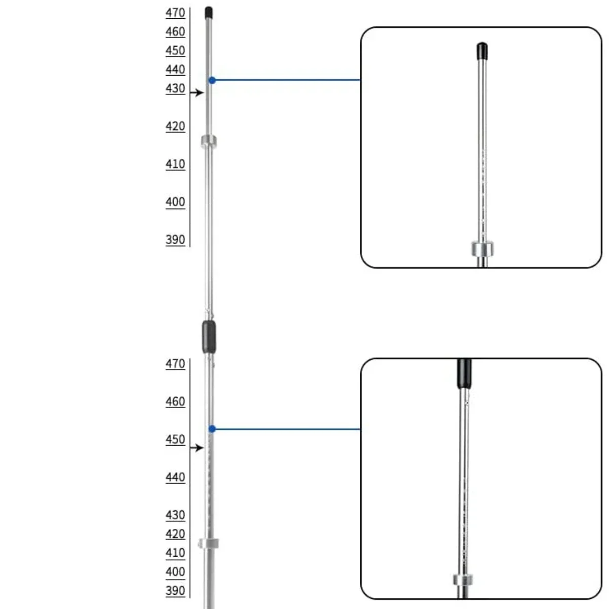 Amateur Mobiele basisstationantenne Afstembaar GMRS Verticale grondantennes VHF / UHF 100W 6,0dBi SO239-connector met schaalmast