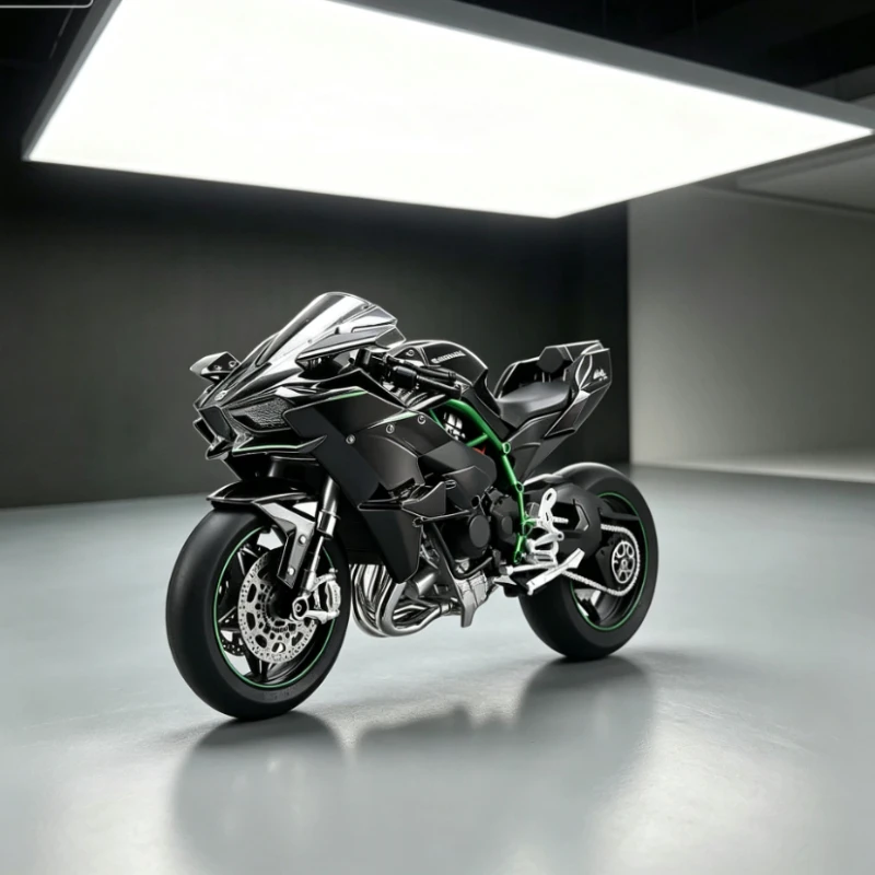 1:6 H2 Diecast Alloy Motorcycle Model Burning Exhaust Spray Realistic Large Motorbike Premium Collection Gift For Men Lovers