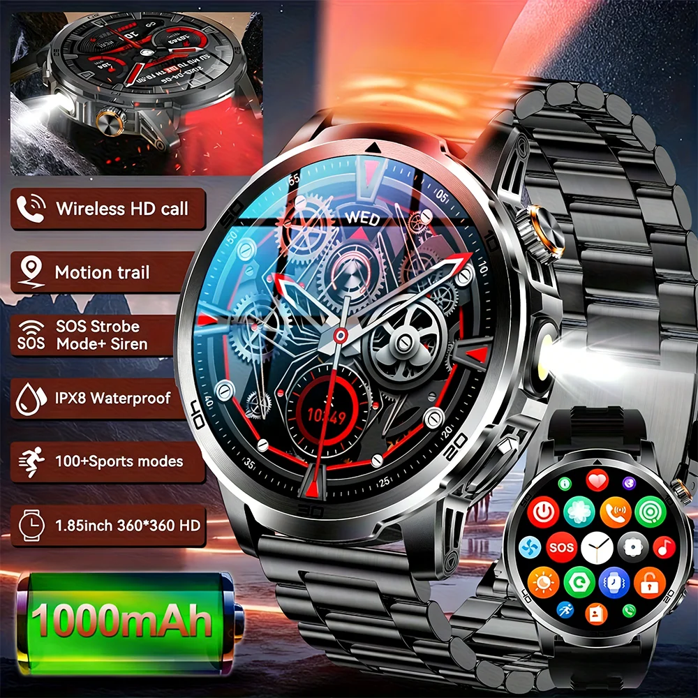 

Новые умные часы T-REX3 2026 года для активного отдыха, 1,85-дюймовый AMOLED-экран, аккумулятор 1000 мАч, водонепроницаемость 5ATM, голосовые вызовы, спортивный фитнес-браслет для мужчин