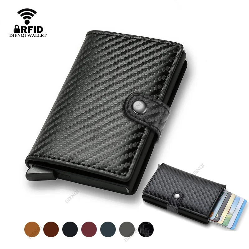 

Anti Theft Credit Card Holder Men Wallets Luxury Carbon Fiber Blocking Rfid Aluminum Bank Cardholder Case Slim Wallet for Men