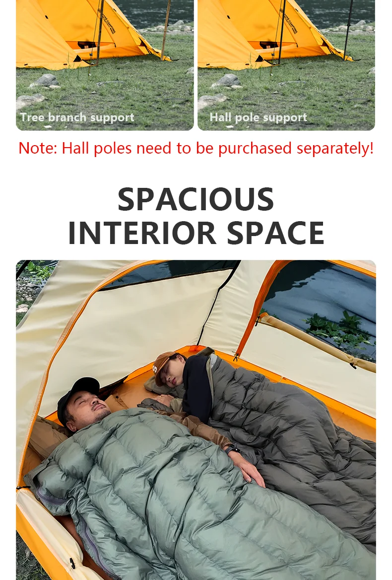 BISINNA 4-Jahreszeiten-Campingzelt mit Schneerock, 2-Personen-Doppelschicht-Aluminium-Stangenzelt für Outdoor-Rucksack, Picknick, Wandern – Detail 8