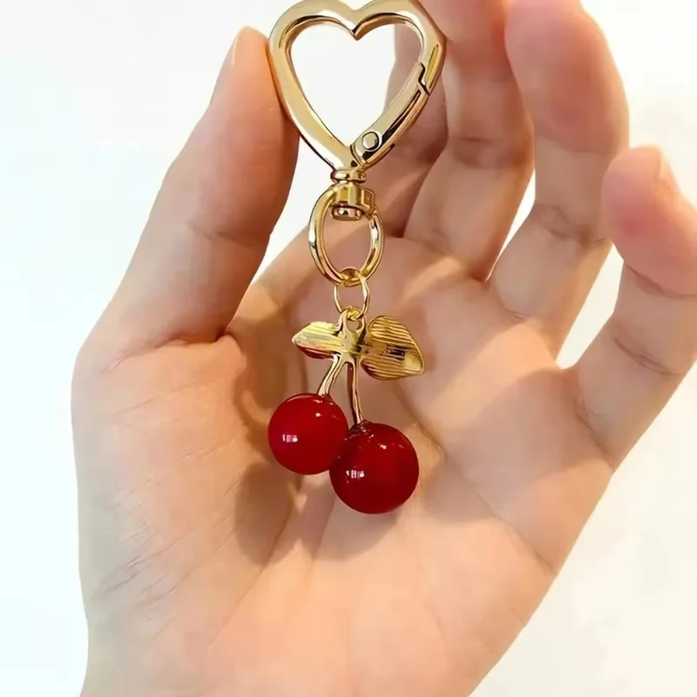 Cartoon Cherry Blossom Heart-Shaped Bag Charm Durable Lobster Clasp DIY Bag Accessory Romantic Token of Love Sweet Gifts