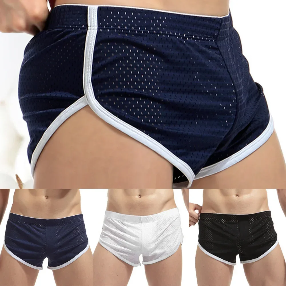 Men's Panties Casual Stretch Briefs Arrow Soft Sleep Pants Breathable Mesh Sports Shorts Solid Color Seamless Pajamas