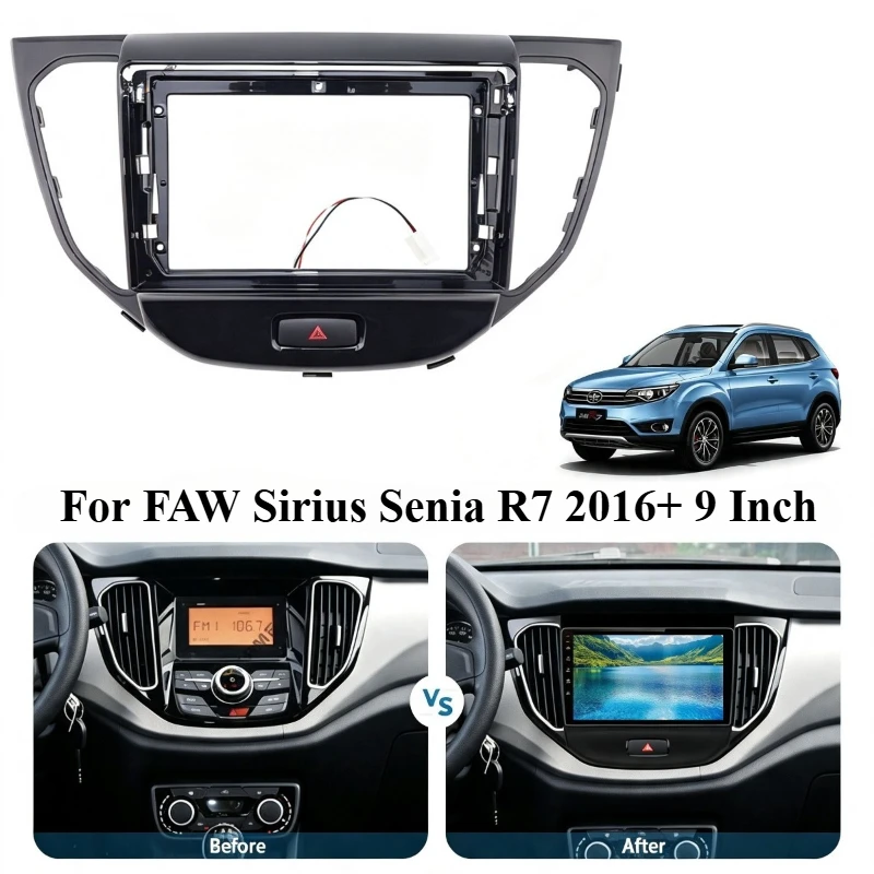 For FAW Sirius Senia R7 2016+ 9Inch 2 Din Car Stereo Radio Fascia Frame Refitting Dash Modification Panel Trim Bezel