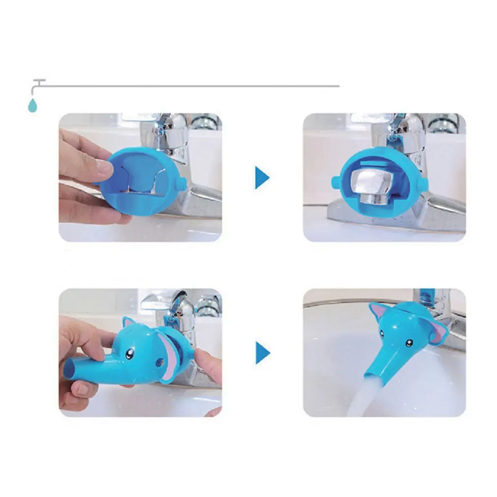 ตัวต่อก๊อกน้ำลายการ์ตูนน่ารักสำหรับเด็กอุปกรณ์ซักมือในซิงค์ห้องน้ำอุปกรณ์ครัวสะดวกสำหรับตัวช่วยในการซักเด็กทารก