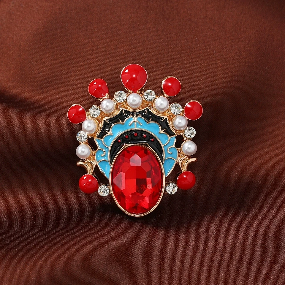 Chinese style Peking Opera face mask red stud earrings female simplicity high sense